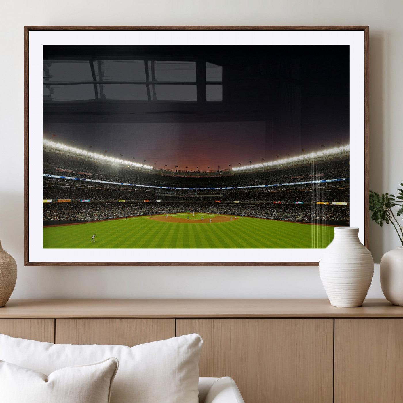 MGC-FP-36x24 - Yankee Stadium Night Game Triple Canvas, Yankee Stadium Canvas Wall Art - New York Yankees MLB Match