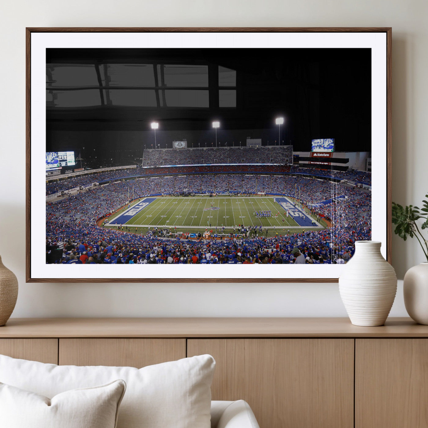 MGC-FP-36x24 - Buffalo Bills Wall Art - Buffalo Bills Stadium Canvas Print, Perfect Sports Decor for Living Rooms,