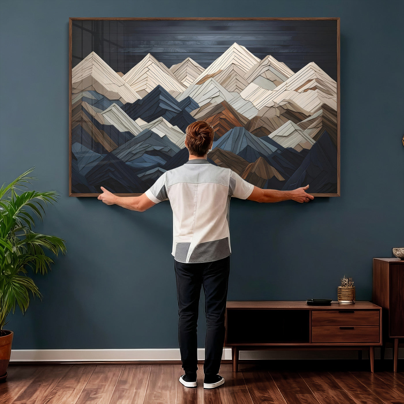 12896-MGV-CV-36X24 - Wood Mountain Wall Art | Mountain Canvas Print Wood Decor | Ready to Hang for Cabin Decor