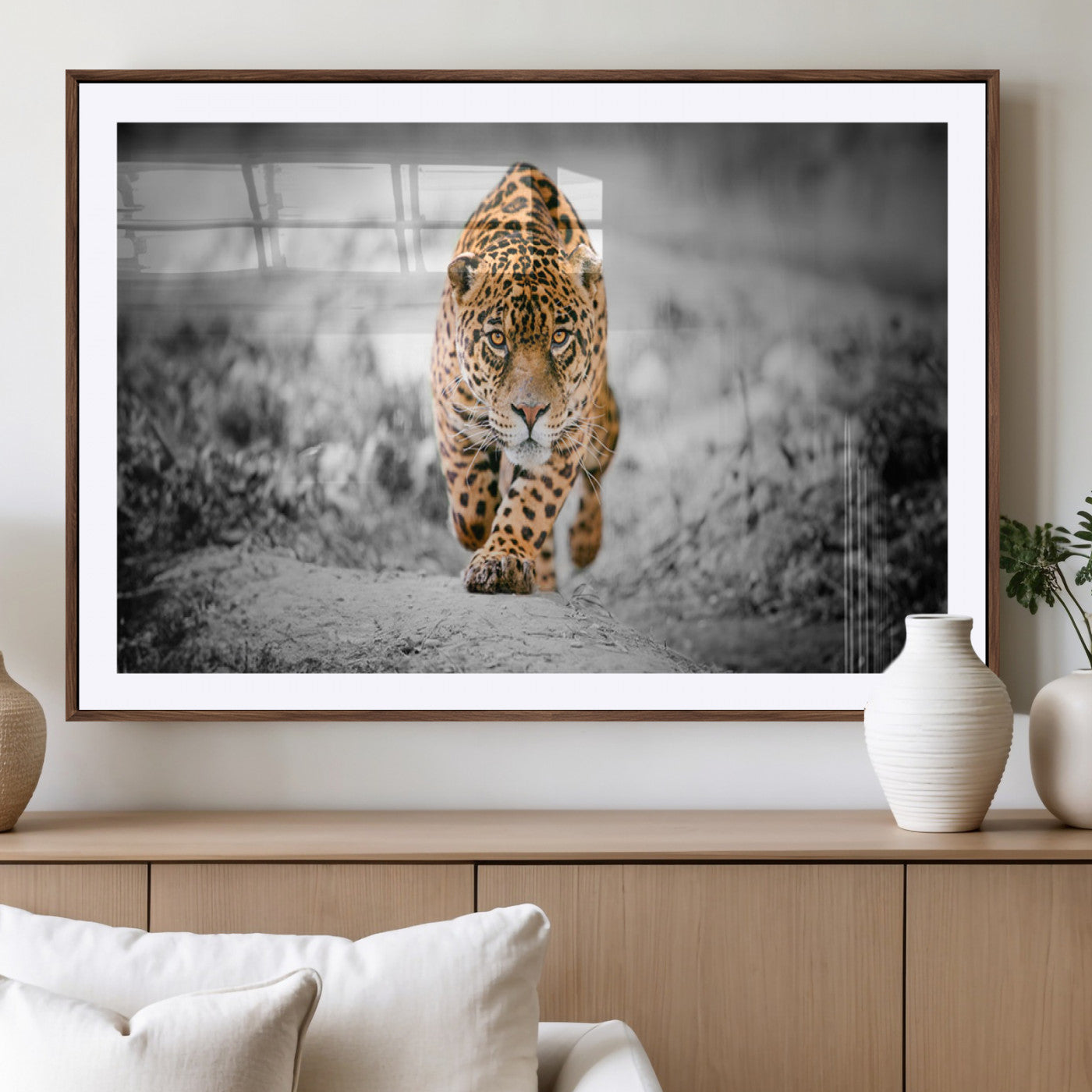 MGC-FP-36x24 - Jaguar Wall Art Canvas Print - Majestic Big Cat in Focused Pursuit - Ready to Hang