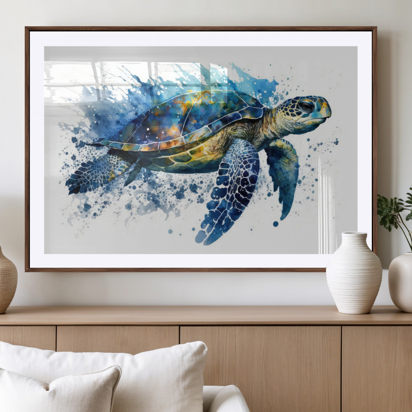 MGC-FP-36x24 - Watercolor Turtle Wall Art Canvas Print for Decoration