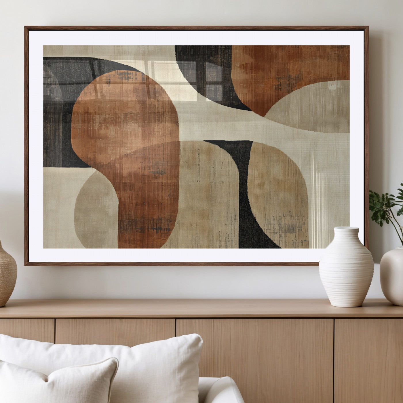 MGC-FP-36x24 - Wabi Sabi Abstract Wall Art Canvas Print | Large Minimalist Modern Geometric Wall Decor for Living