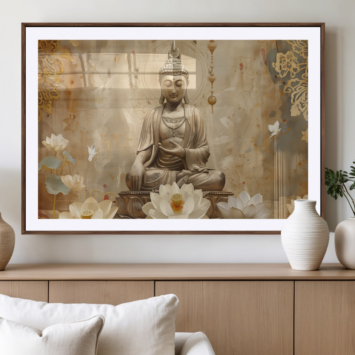 MGC-FP-36x24 - Buddha Wall Art Canvas Print, Buddha Meditation Room Decor, Yoga Room Wall Decor