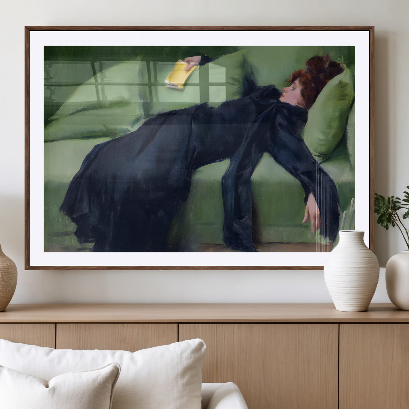 MGC-FP-36x24 - Decadent Girl by Ramon Casas Wall Art Canvas Print, Framed Decadent Girl Canvas Print