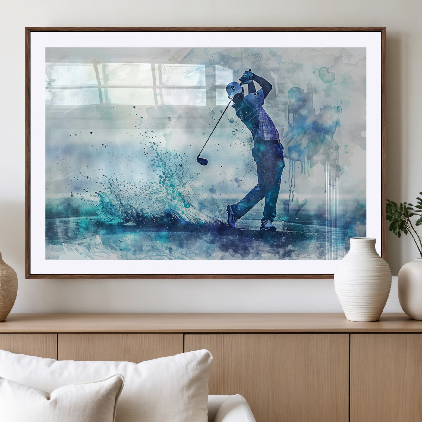 MGC-FP-36x24 - Golf Swing Wall Art Canvas Print - Sports-Inspired Watercolor Decor - Ready to Hang