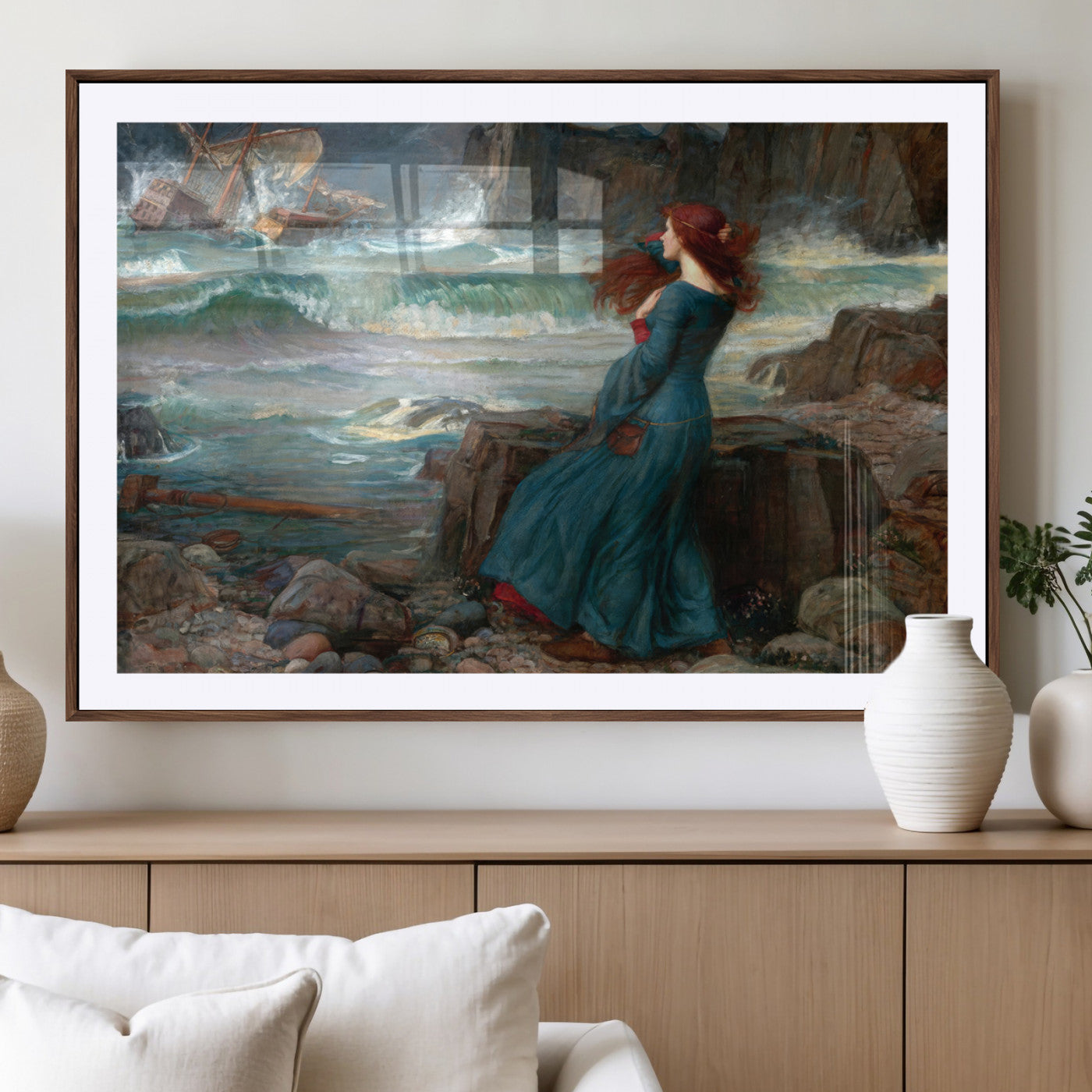 -Miranda by the Shore Wall Art Canvas Print – Tempest Scene Ocean Storm – Ready to Hang