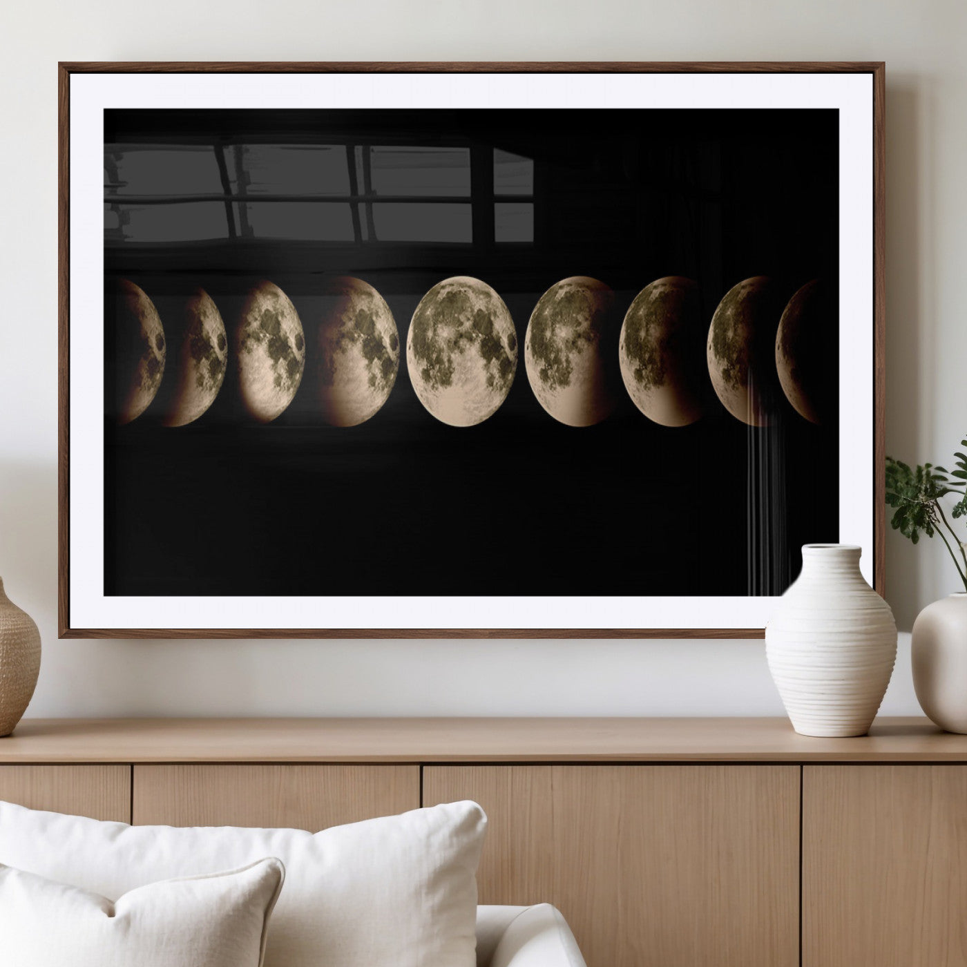 MGC-FP-36x24 - Phases of the Moon Wall Art | Canvas Print for Modern Wall Decor | Ready to Hang and Framed