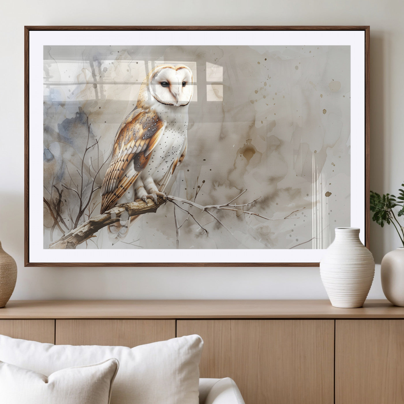 MGC-FP-36x24 - Barn Owl Wall Art | Watercolor Canvas Print | Perfect for Farmhouse Wall Decor | Ready to Hang