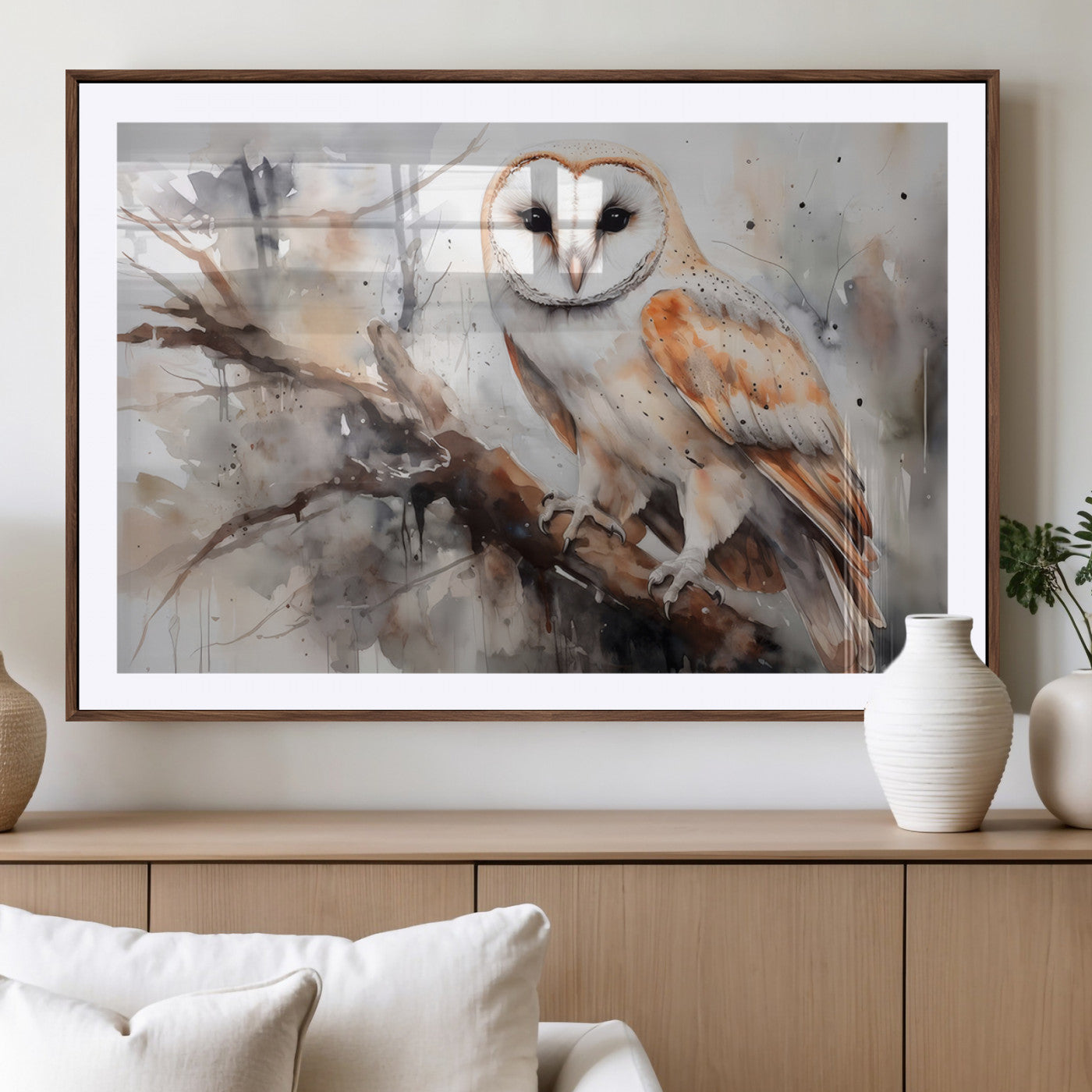 MGC-FP-36x24 - Barn Owl Wall Art | Watercolor Barn Owl Canvas Print | Perfect for Farmhouse Wall Decor | Ready to