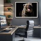 17625-MGV-CV-36X24-Grizzly Bear Canvas Print | Wildlife Wall Art for Cabin Decor | Ready to Hang Framed