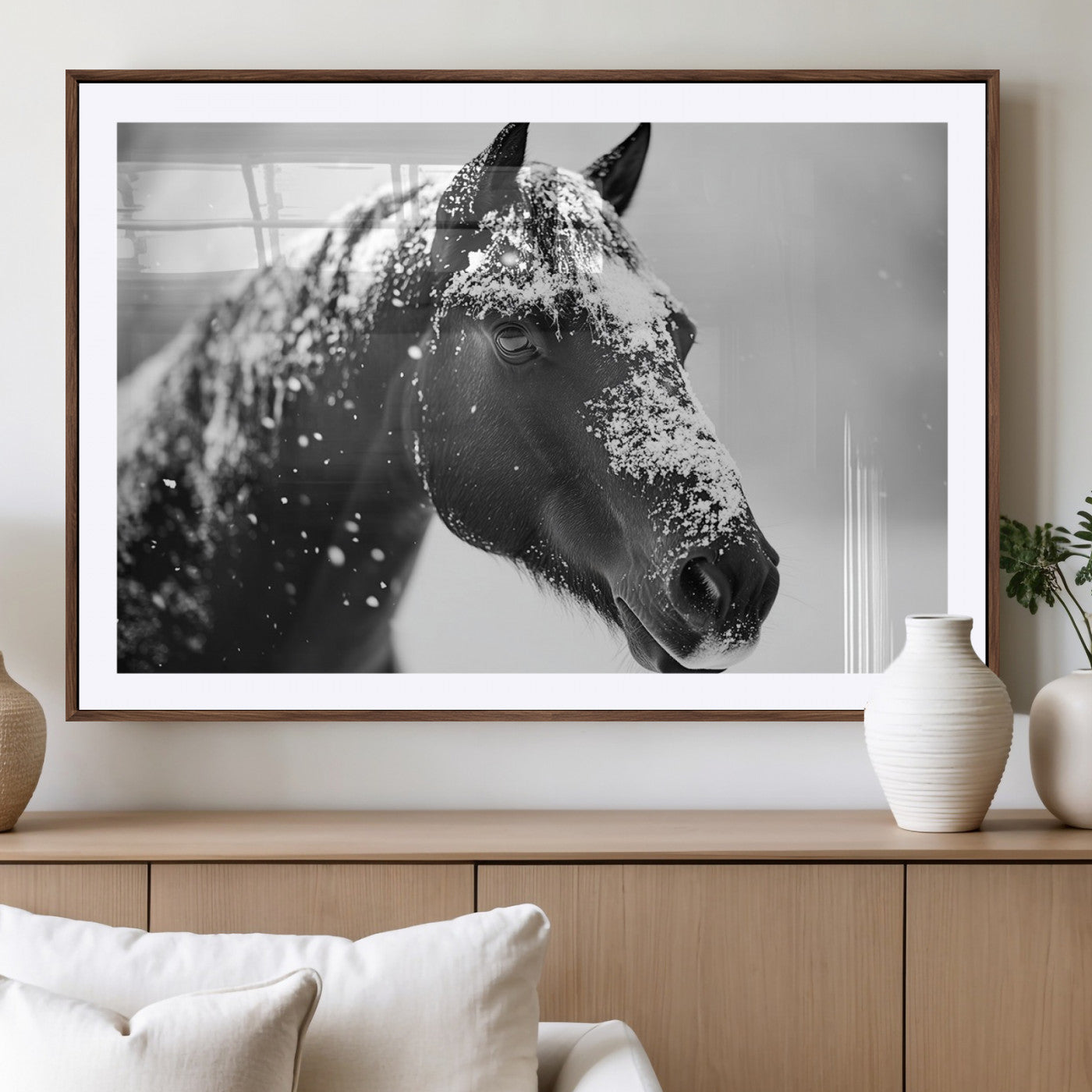 MGC-FP-36x24 - Horse Canvas Print - Winter Horse Snow Wall Art Canvas Print