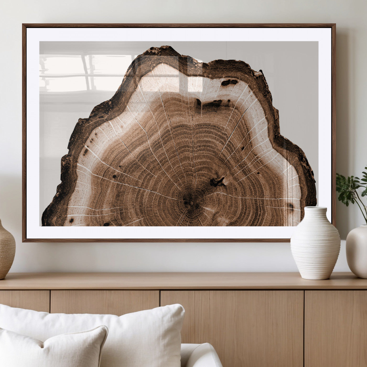 45195-MGV-CV-36X24-Rustic Wood Rings Wall Art | Nature-Inspired Tree Ring Canvas Print | Ready to Hang and Framed for