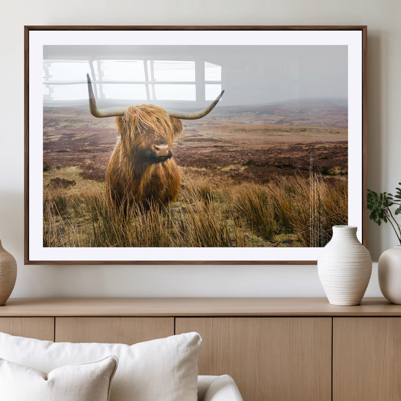 97274-MGV-CV-36X24-Scottish Highland Cow Canvas Wall Art – Rustic Farmhouse Charm with Highland Cattle – Ready to Hang