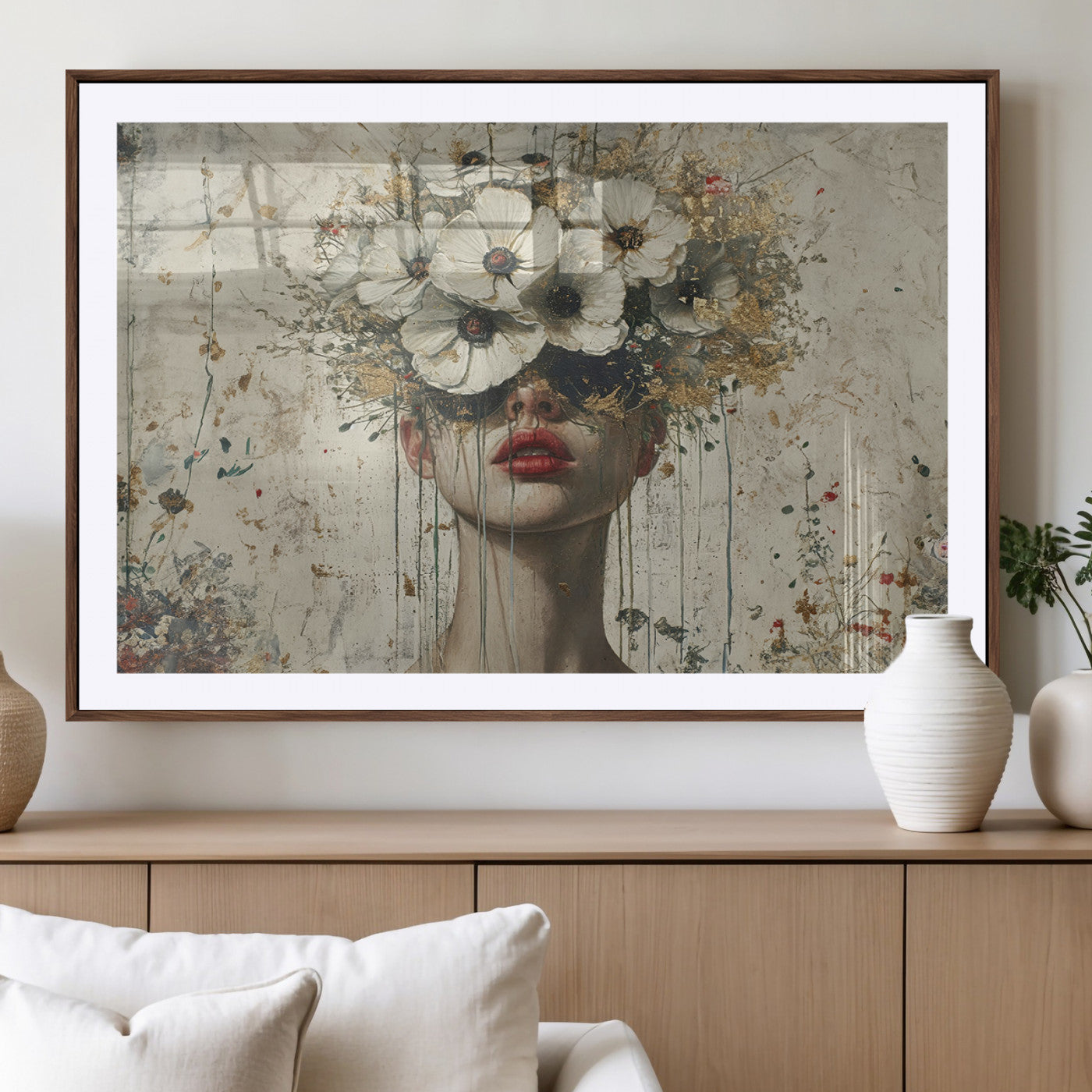MGC-FP-36x24 - Abstract Floral Women Patel Wall Art Canvas Print