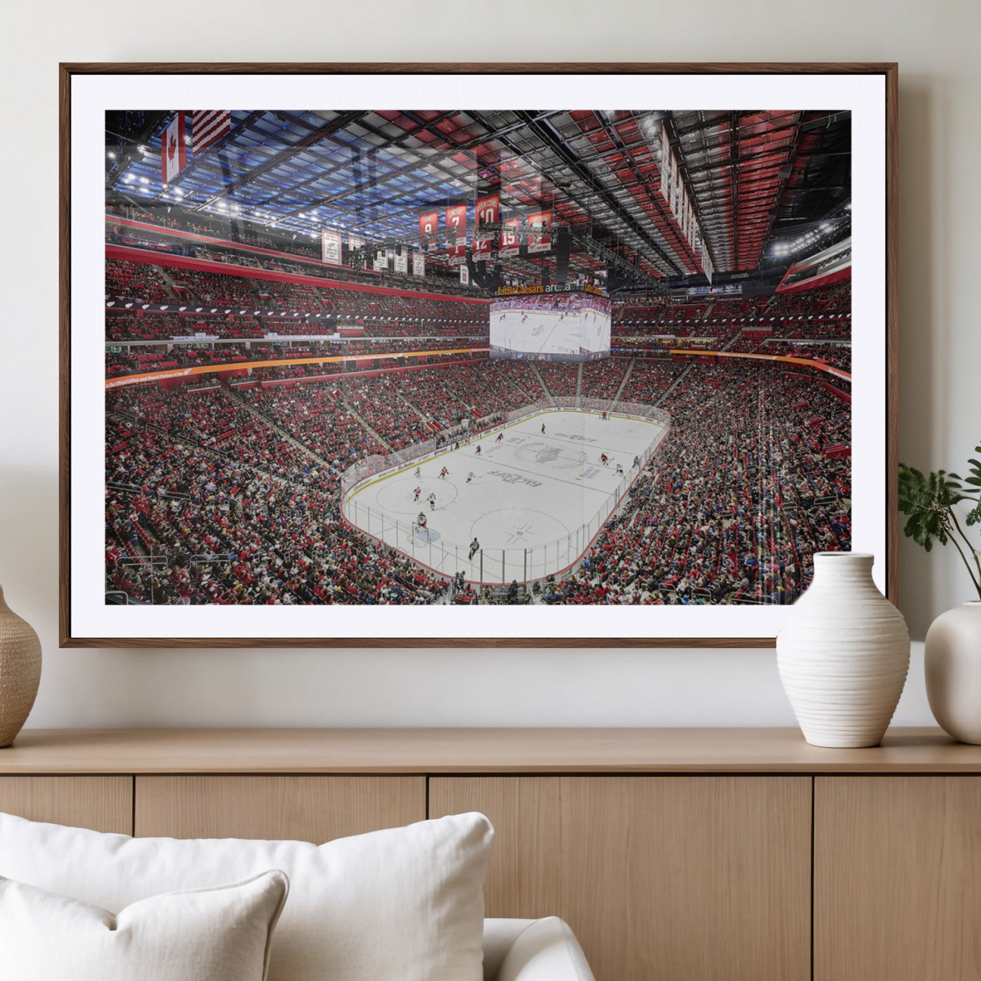 MGC-FP-36x24 - Barton Malow Little Caesars Arena Detroit Wall Art Canvas Print - Detroit Hockey and Basketball