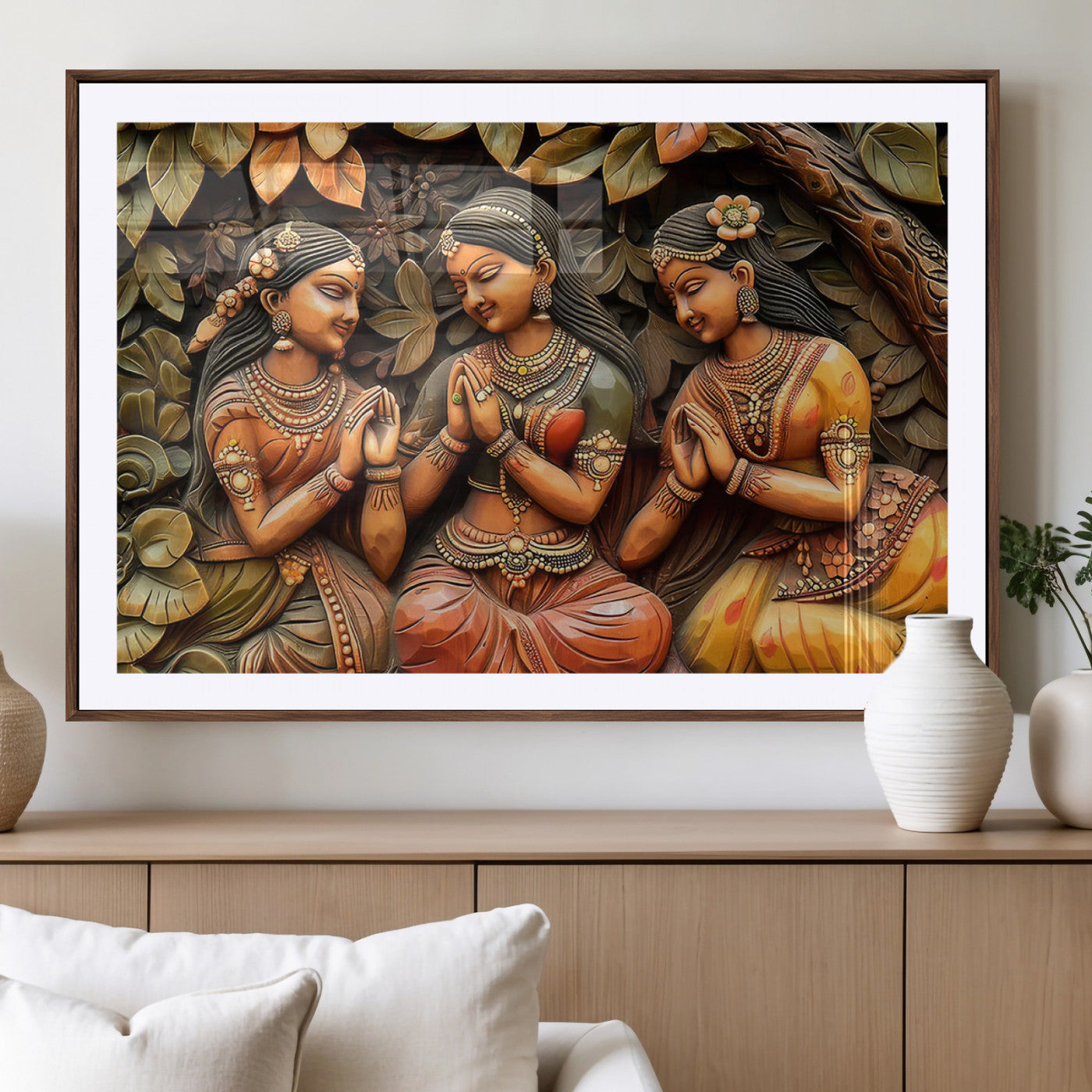 MGC-FP-36x24 - Indian Woman Statue Wall Art Canvas Print