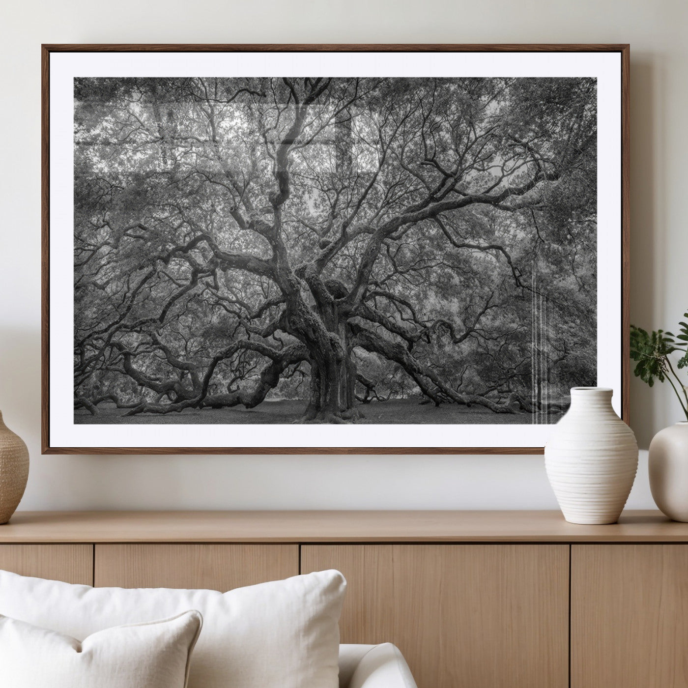 97240-MGV-CV-36X24-Majestic Angel Oak Tree Black and White Canvas Print – Multi Panel Wall Art, Giclée Print, Ready to
