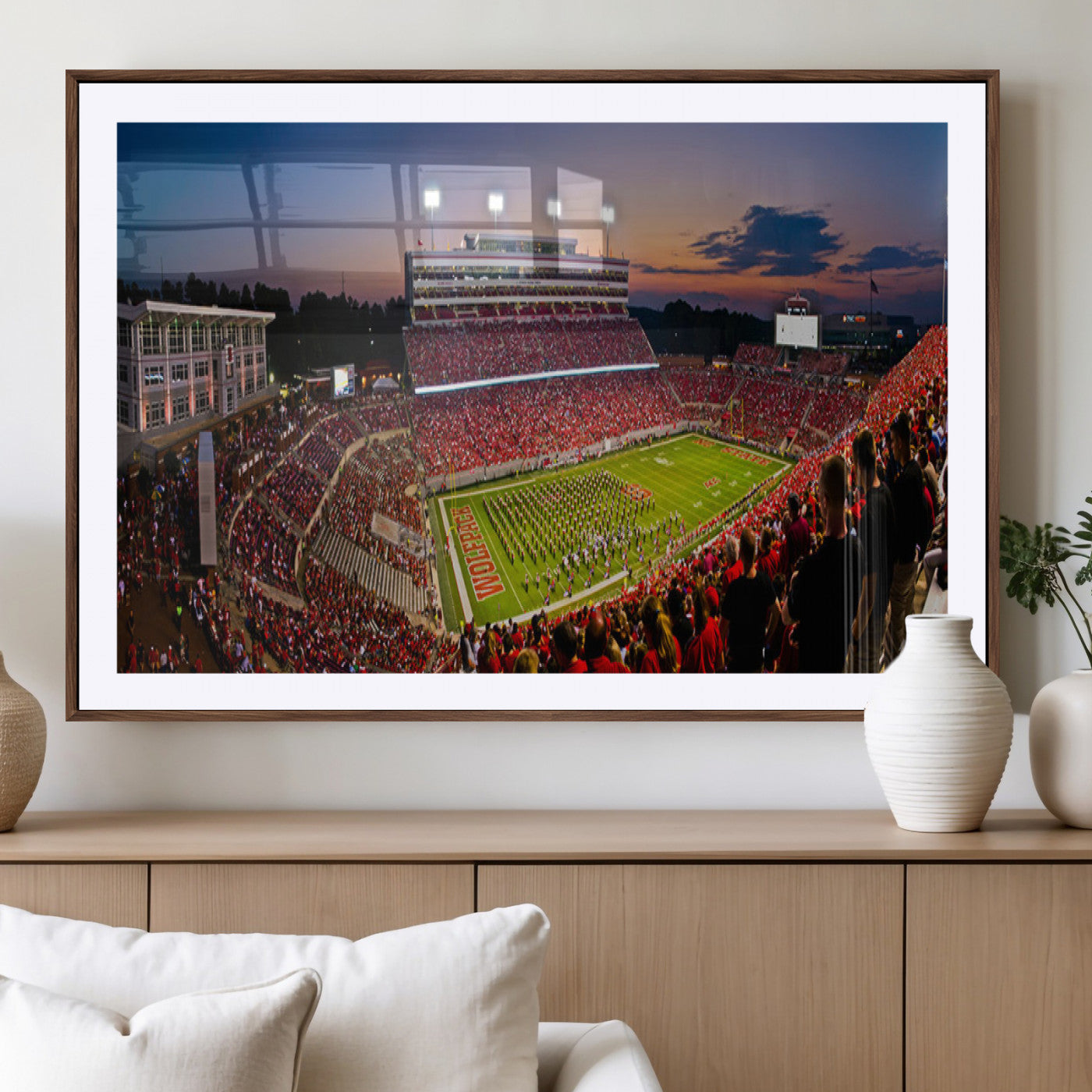 MGC-FP-36x24 - NC State Wolfpack Football Team Print - Raleigh Carter-Finley Stadium Wall Art Canvas Print