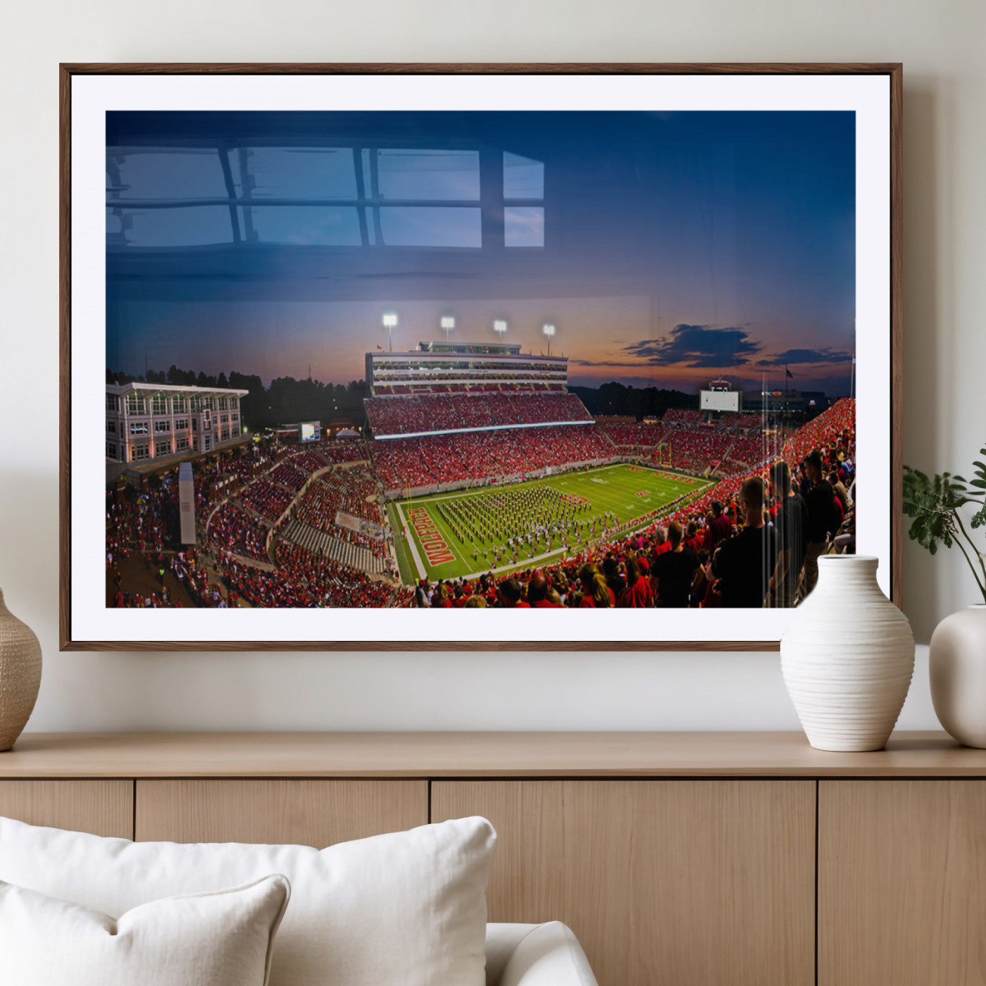 MGC-FP-36x24 - NC State Wolfpack Football Team Print - Raleigh Carter-Finley Stadium Wall Art Canvas Print