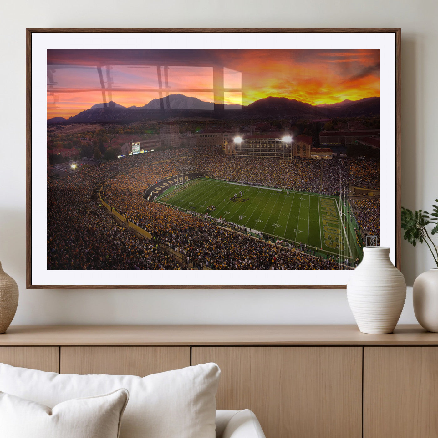 MGC-FP-36x24 - Colorado Buffaloes Football Team Print - Boulder Folsom Field Stadium Wall Art Canvas Print