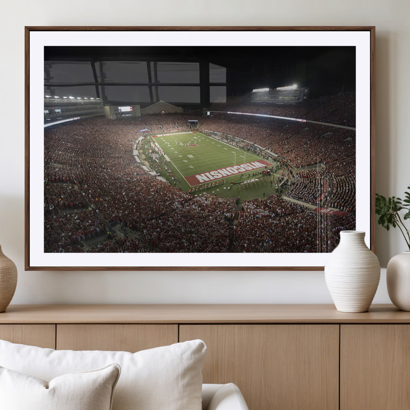 MGC-FP-36x24 - Wisconsin Badgers Football Team Print - Madison Camp Randall Stadium Wall Art Canvas Print