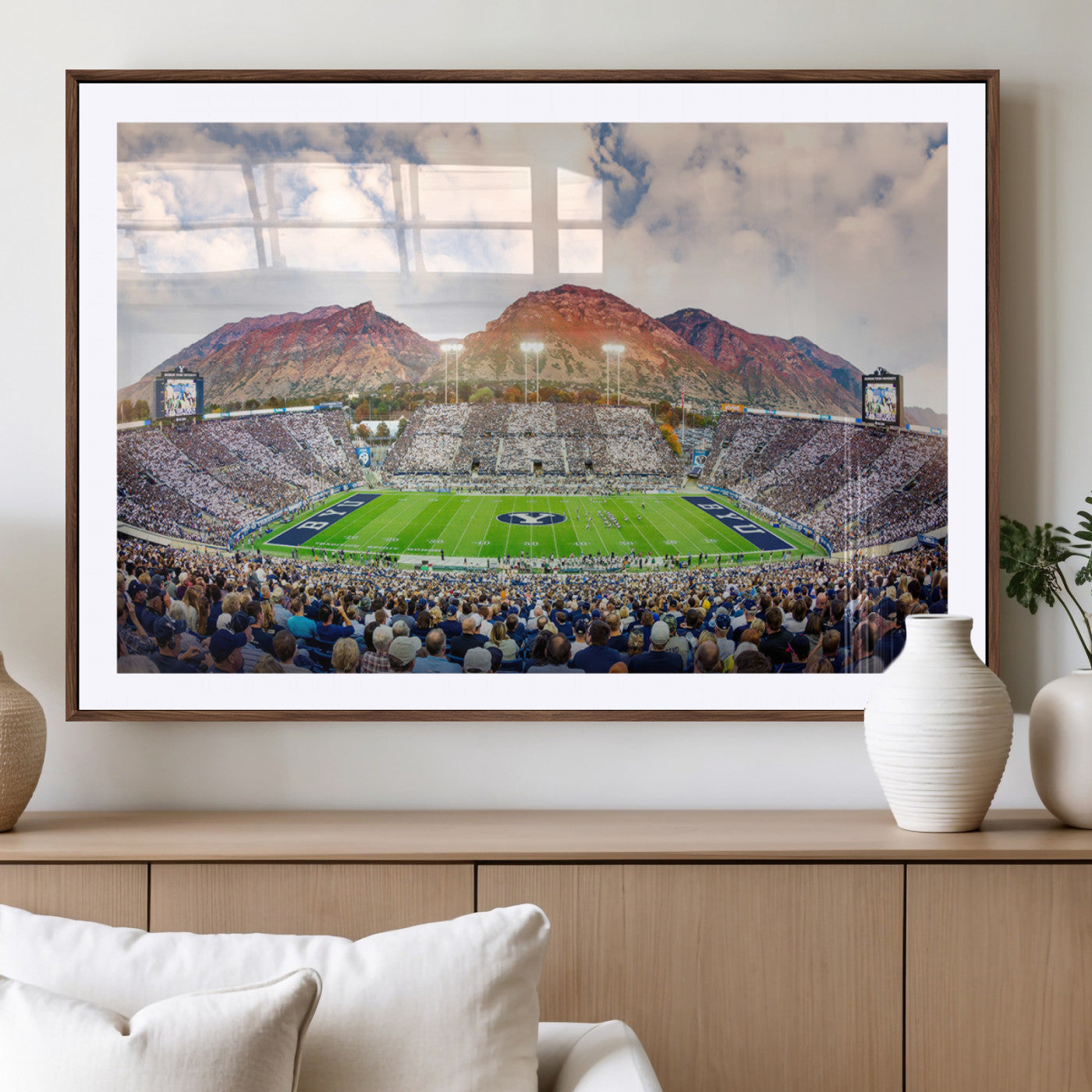 MGC-FP-36x24 - Brigham Young University Cougars Football Team Print - Provo LaVell Edwards Stadium Wall Art Canvas