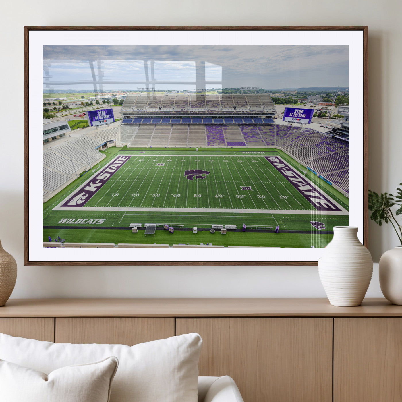 MGC-FP-36x24 - KState Wildcats Football Team Print - Manhattan Bill Snyder Family Football Stadium Wall Art Canvas