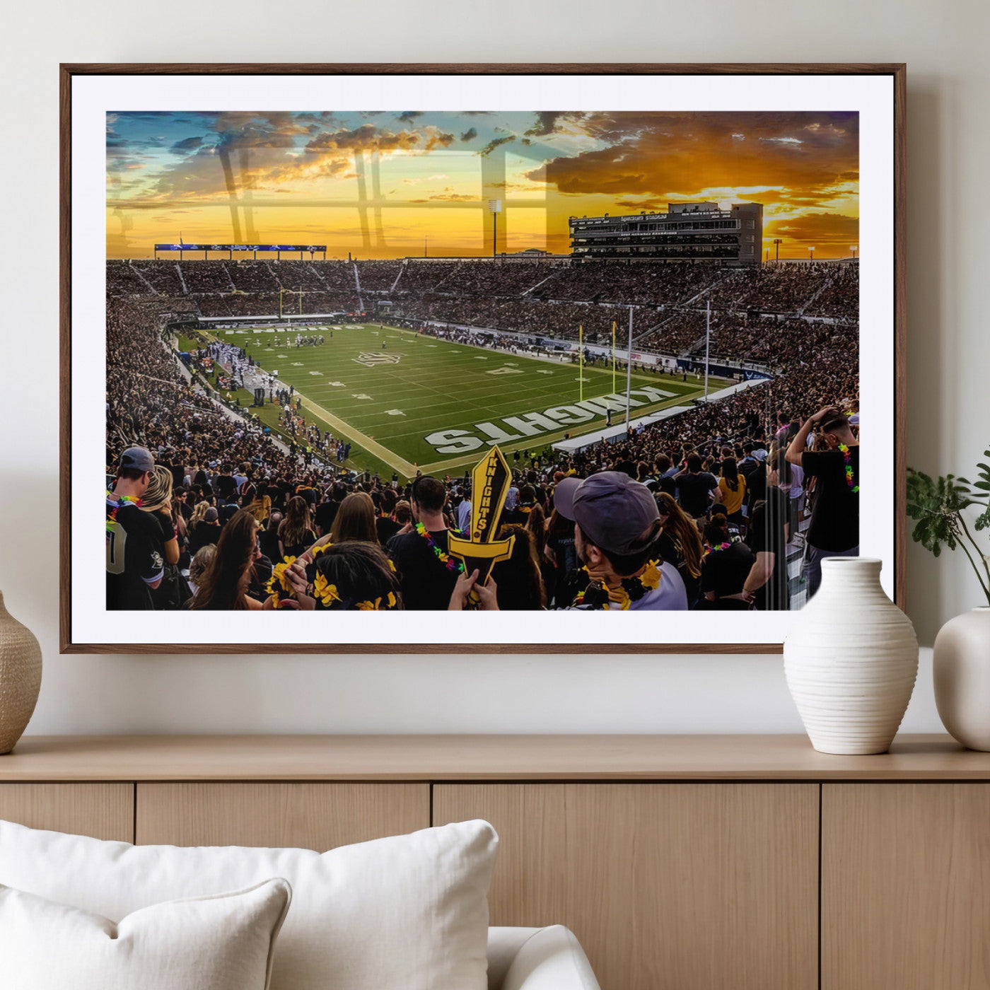 MGC-FP-36x24 - UCF Knights Football Team Print - Orlando FBC Mortgage Stadium, UCF Knights Wall Art Canvas Print