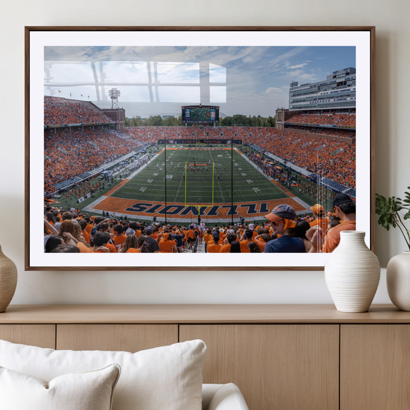 MGC-FP-36x24 - University of Illinois Fighting Illini Football Team Print Canvas - Champaign Illinois Memorial