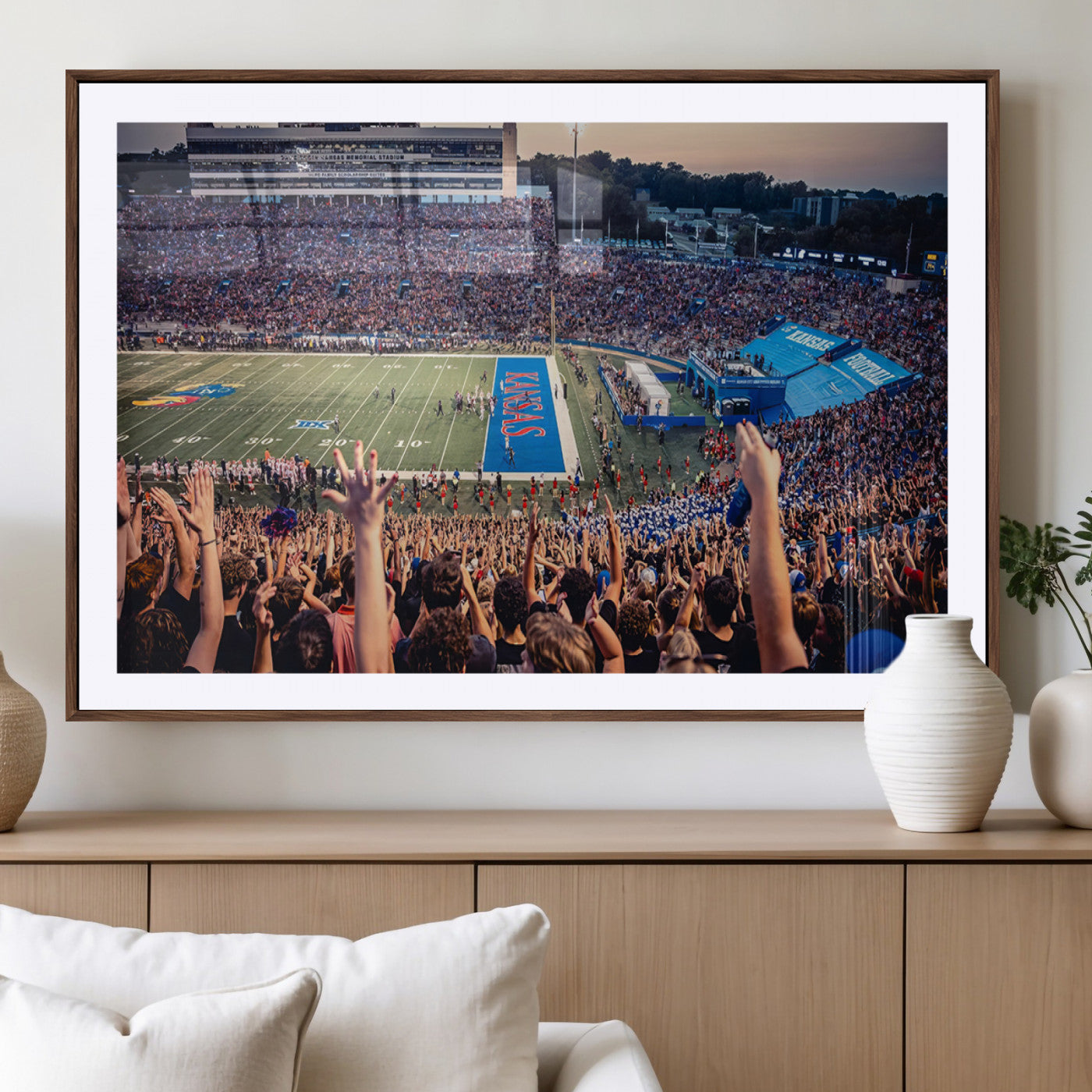 MGC-FP-36x24 - University of Kansas Jayhawks Football Team Art Print - Lawrence Kansas Memorial Stadium Wall Art