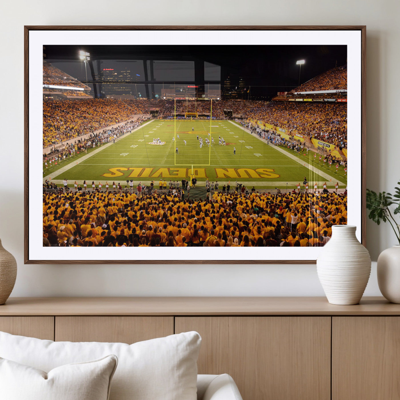 MGC-FP-36x24 - ASU Sun Devils Football Team Print - Phoenix Mountain America Stadium Wall Art Canvas Print