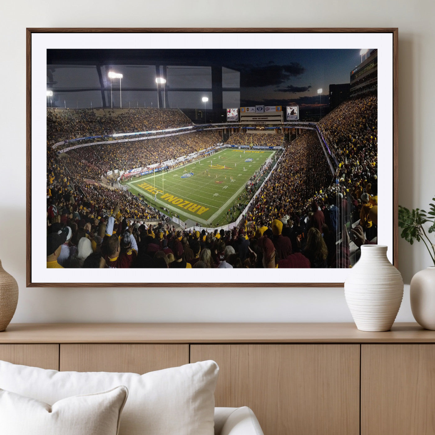 MGC-FP-36x24 - ASU Sun Devils Football Team Print Canvas - Phoenix Mountain America Stadium Wall Art Canvas Print