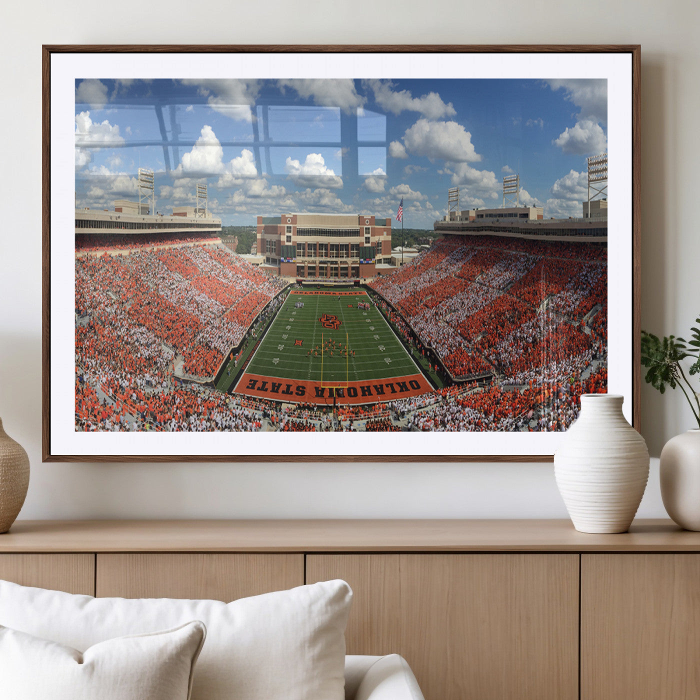 MGC-FP-36x24 - Oklahoma State Cowboys Football Team Print - Stillwater Boone Pickens Stadium Wall Art Canvas Print