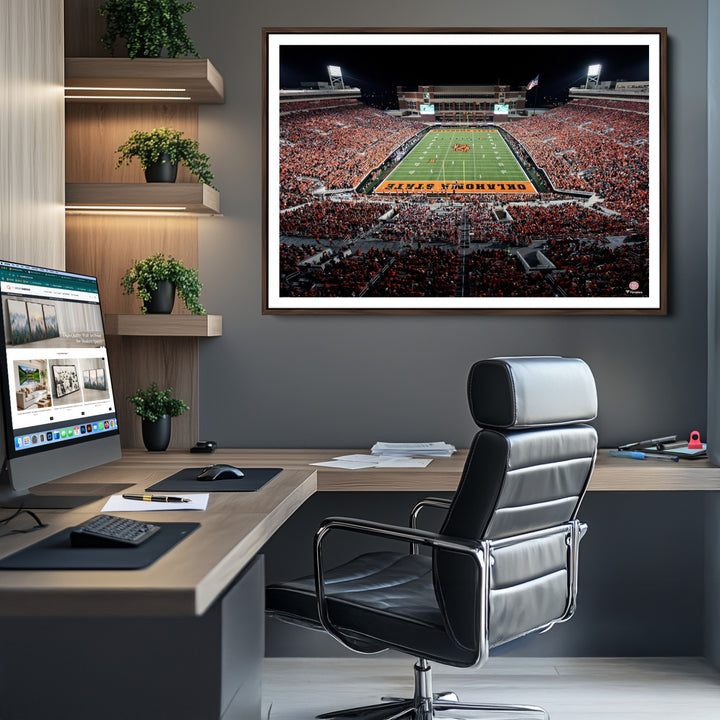 Oklahoma State Cowboys Canvas Print, Football Team Print - Stillwater Boone Pickens Stadium Wall Art Canvas Print