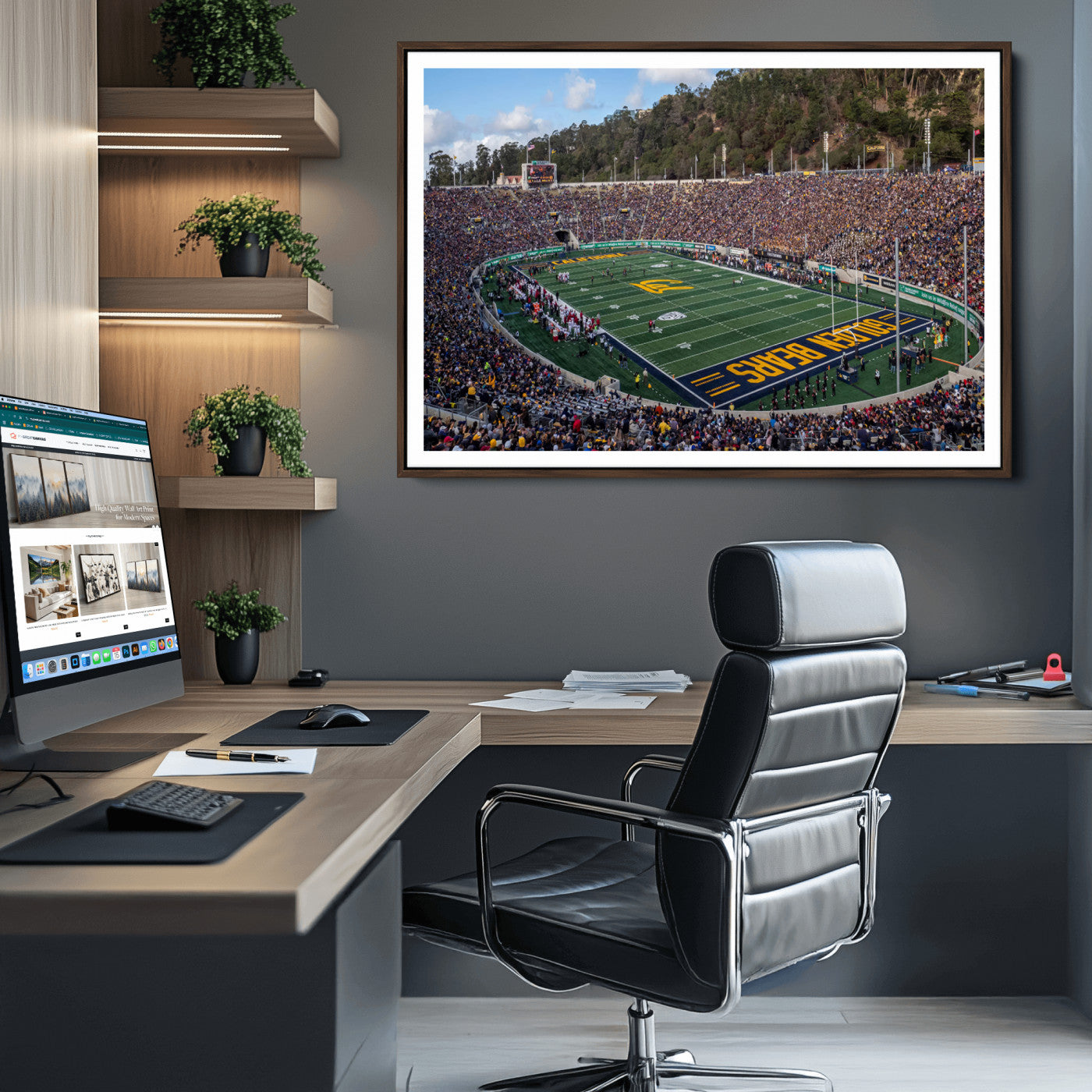 38054-MGV-CV-36X24-University of California Golden Bears Football Team Print - Berkeley California Memorial Stadium Art Canvas Print