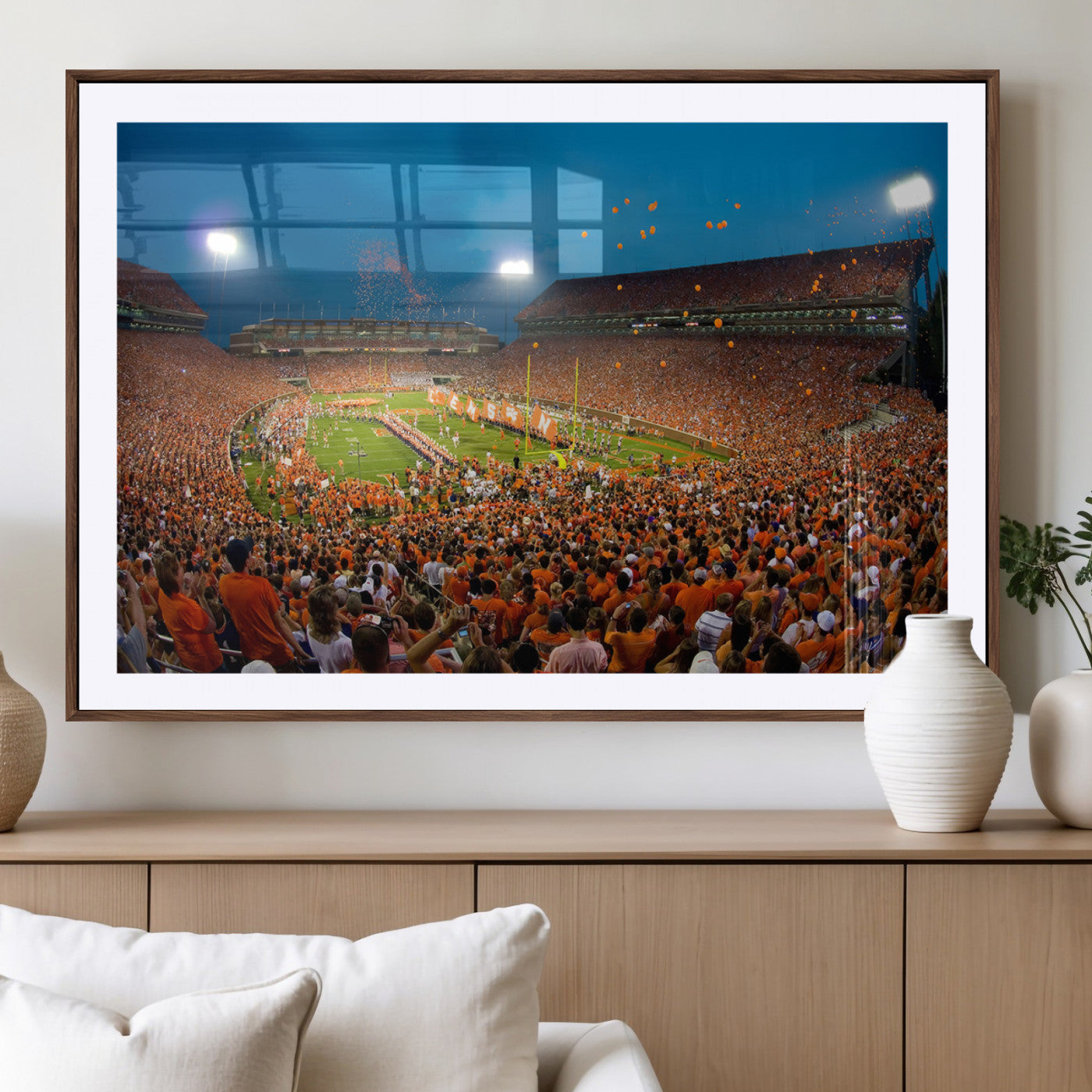 MGC-FP-36x24 - Clemson University Tigers Football Team Print - Clemson Memorial Stadium Wall Art Canvas Print