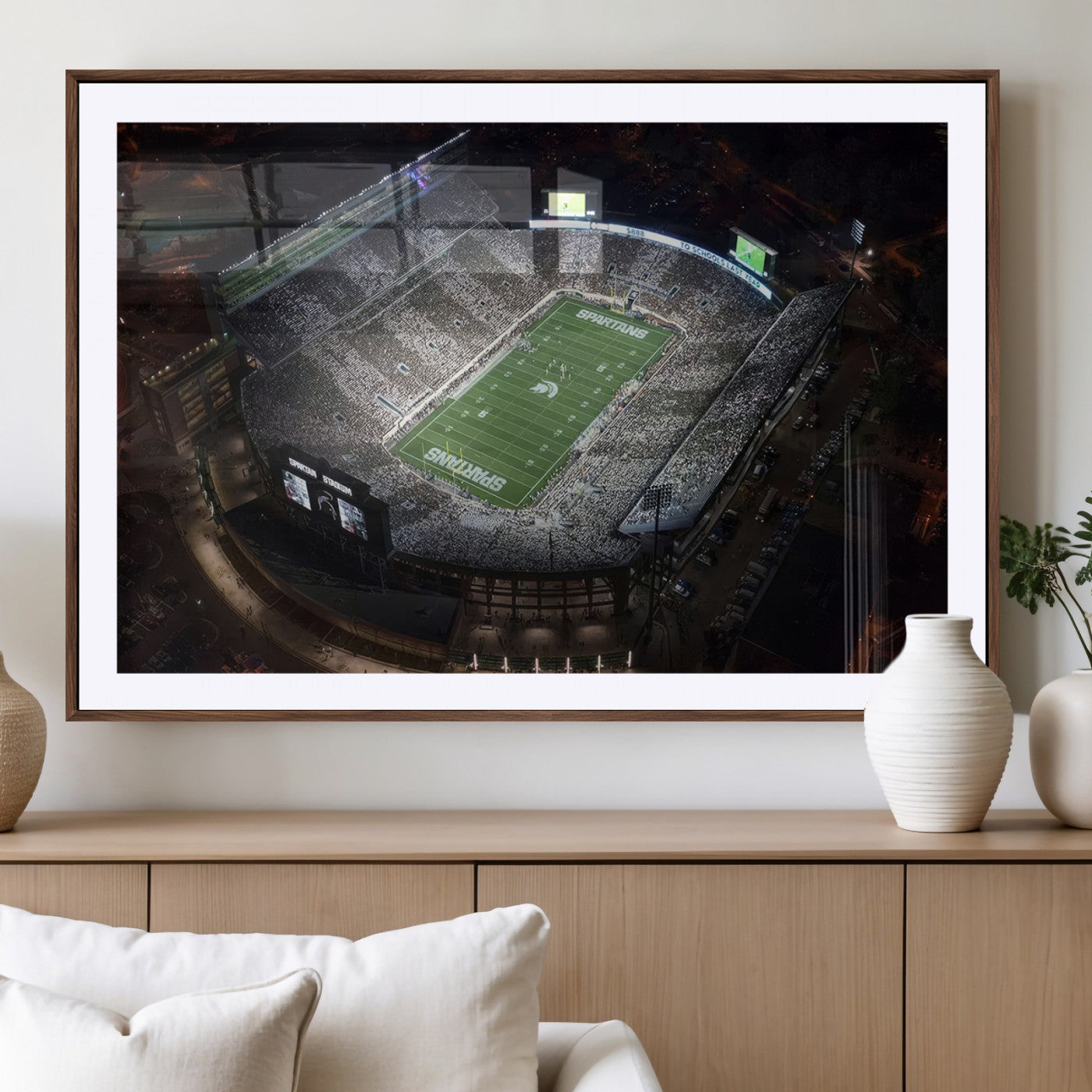 MGC-FP-36x24 - Michigan State Spartans Football Team Print - East Lansing Spartan Stadium Print Wall Art