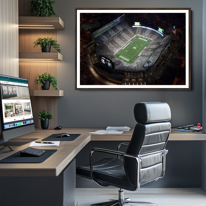 Michigan State Spartans Football Team Print - East Lansing Spartan Stadium Print Wall Art