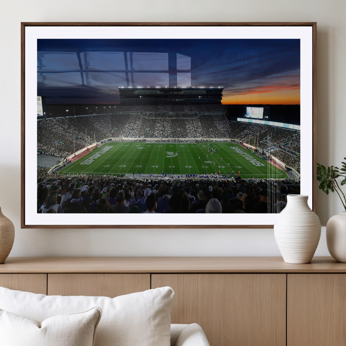 MGC-FP-36x24 - Michigan State Spartans Football Team Print - East Lansing Spartan Stadium Canvas Print