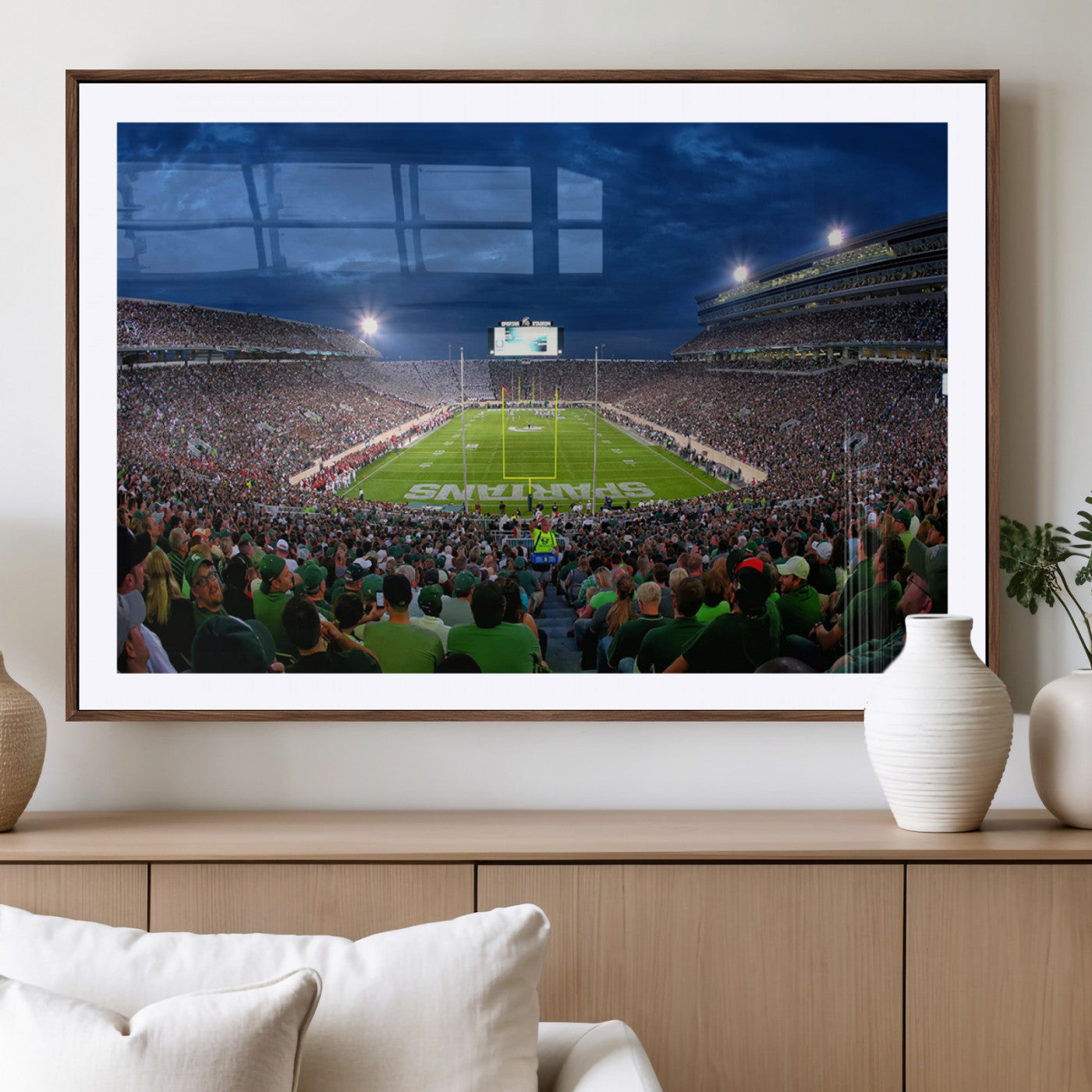 MGC-FP-36x24 - Michigan State Spartans Football Team Print - East Lansing Spartan Stadium Wall Art Canvas Print