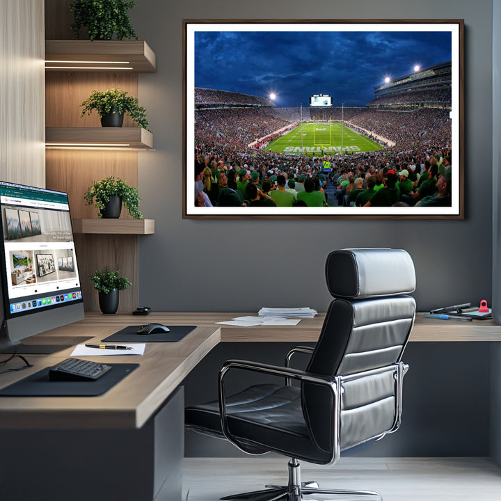Michigan State Spartans Football Team Print - East Lansing Spartan Stadium Wall Art Canvas Print