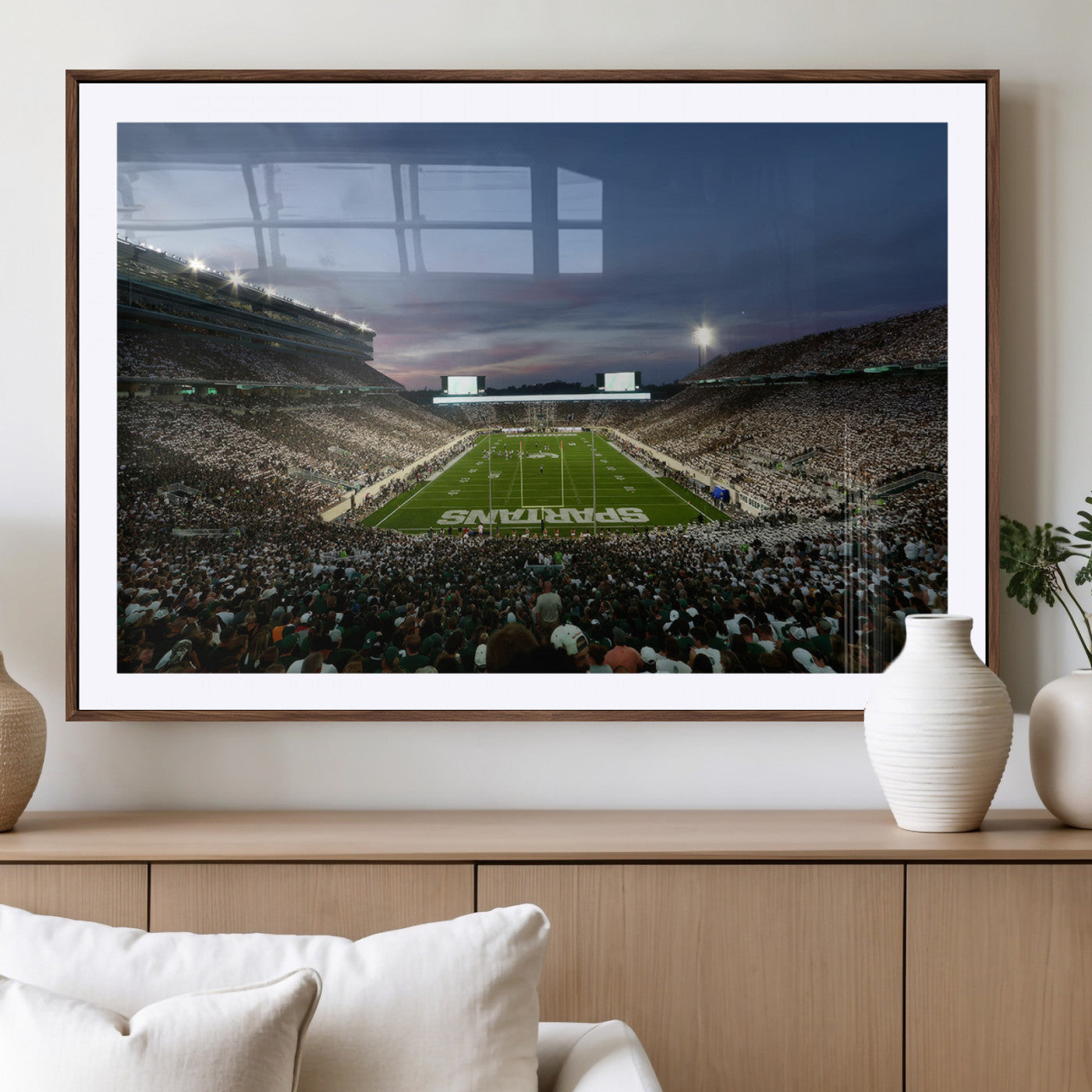 MGC-FP-36x24 - Michigan State Spartans Football Team Print - East Lansing Spartan Stadium Canvas Print