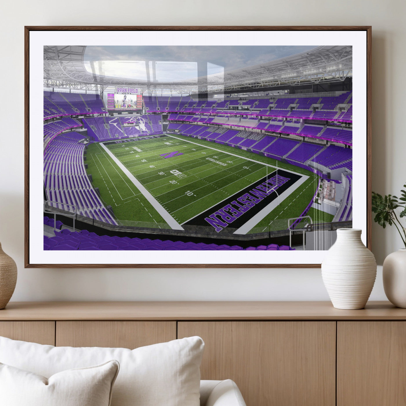 MGC-FP-36x24 - Northwestern University Wildcats Football Team Print - Evanston Ryan Field Wall Art Canvas Print