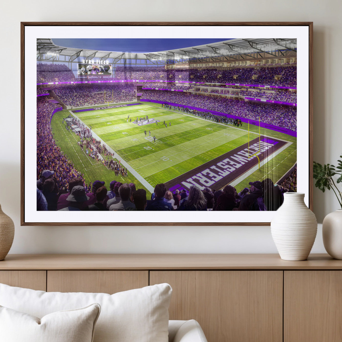 MGC-FP-36x24 - Northwestern University Wildcats Football Team Print - Evanston Ryan Field Wall Art Canvas Print