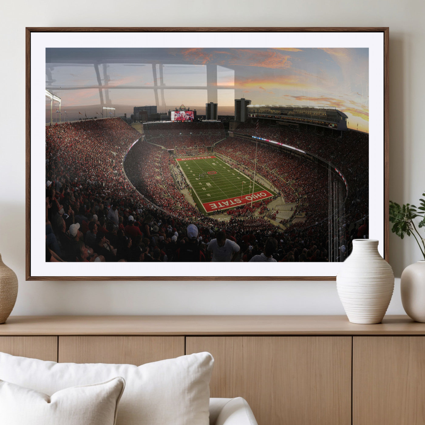 MGC-FP-36x24 - Ohio State University Buckeyes Football Team Print - Columbus Ohio Stadium Wall Art Canvas Print
