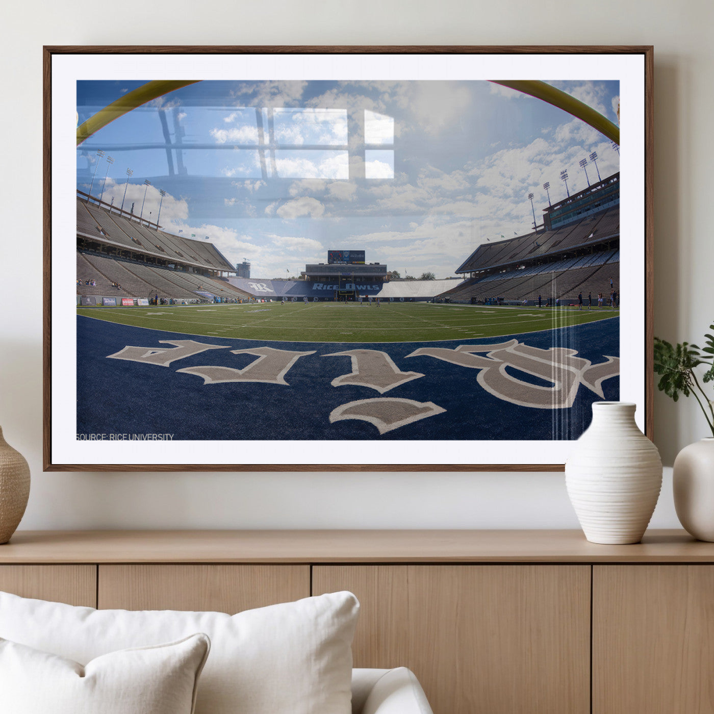 MGC-FP-36x24 - Rice University Owls Football Team Print - Houston Rice Stadium Wall Art Canvas Print