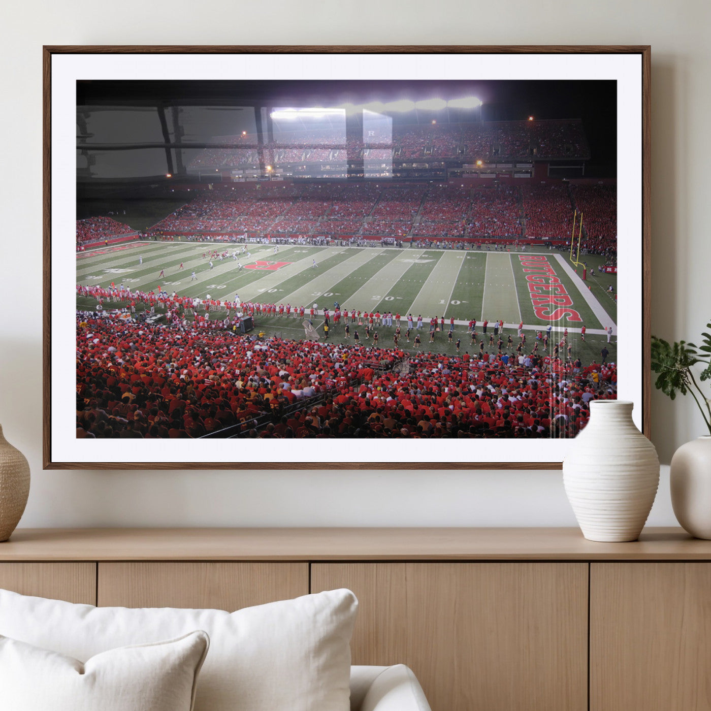 MGC-FP-36x24 - Rutgers University Scarlet Knights Football Team Print - Piscataway SHI Stadium Wall Art Canvas