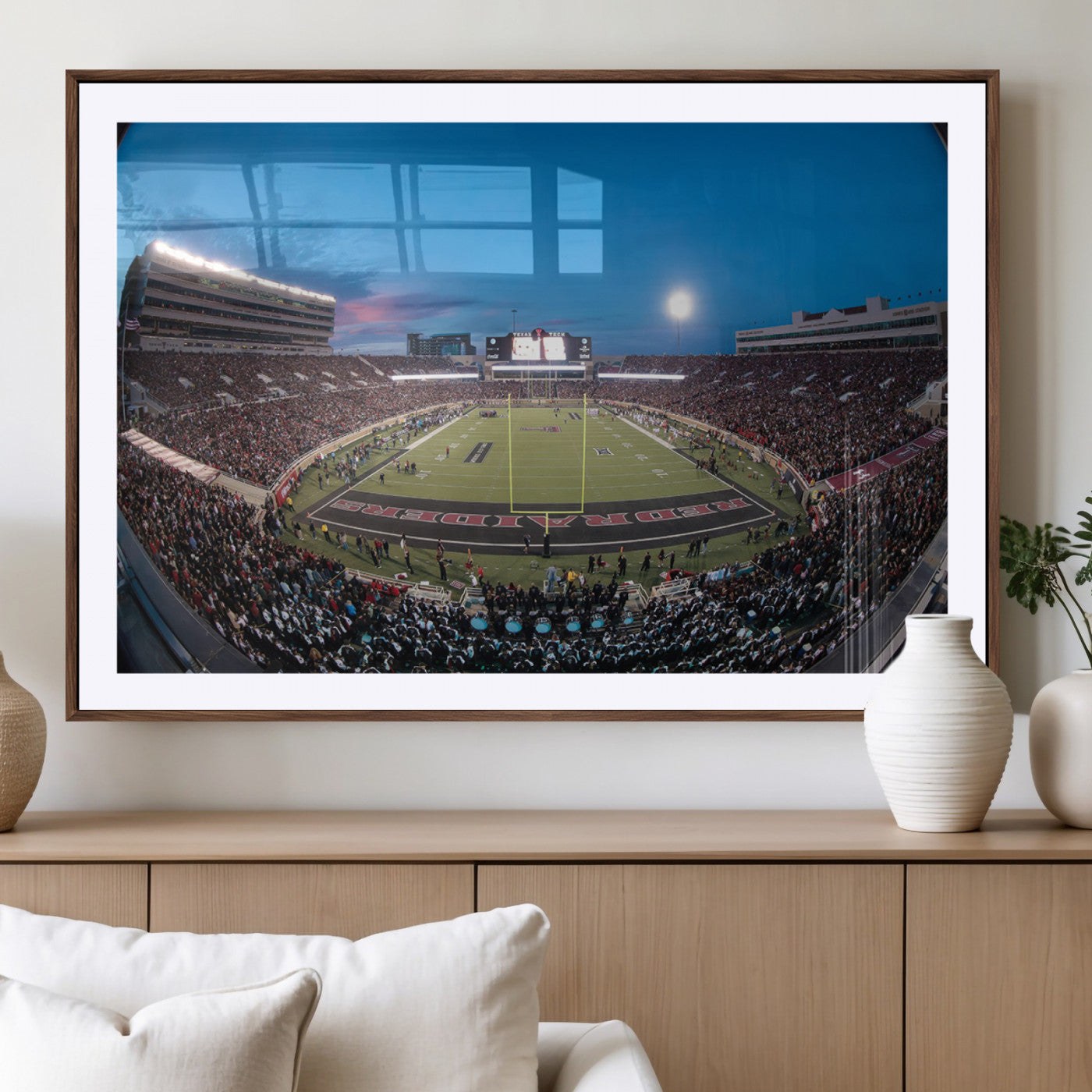 MGC-FP-36x24 - Texas Tech Red Raiders Canvas, Framed Football Team Print - Lubbock Jones AT&T Stadium Wall Art