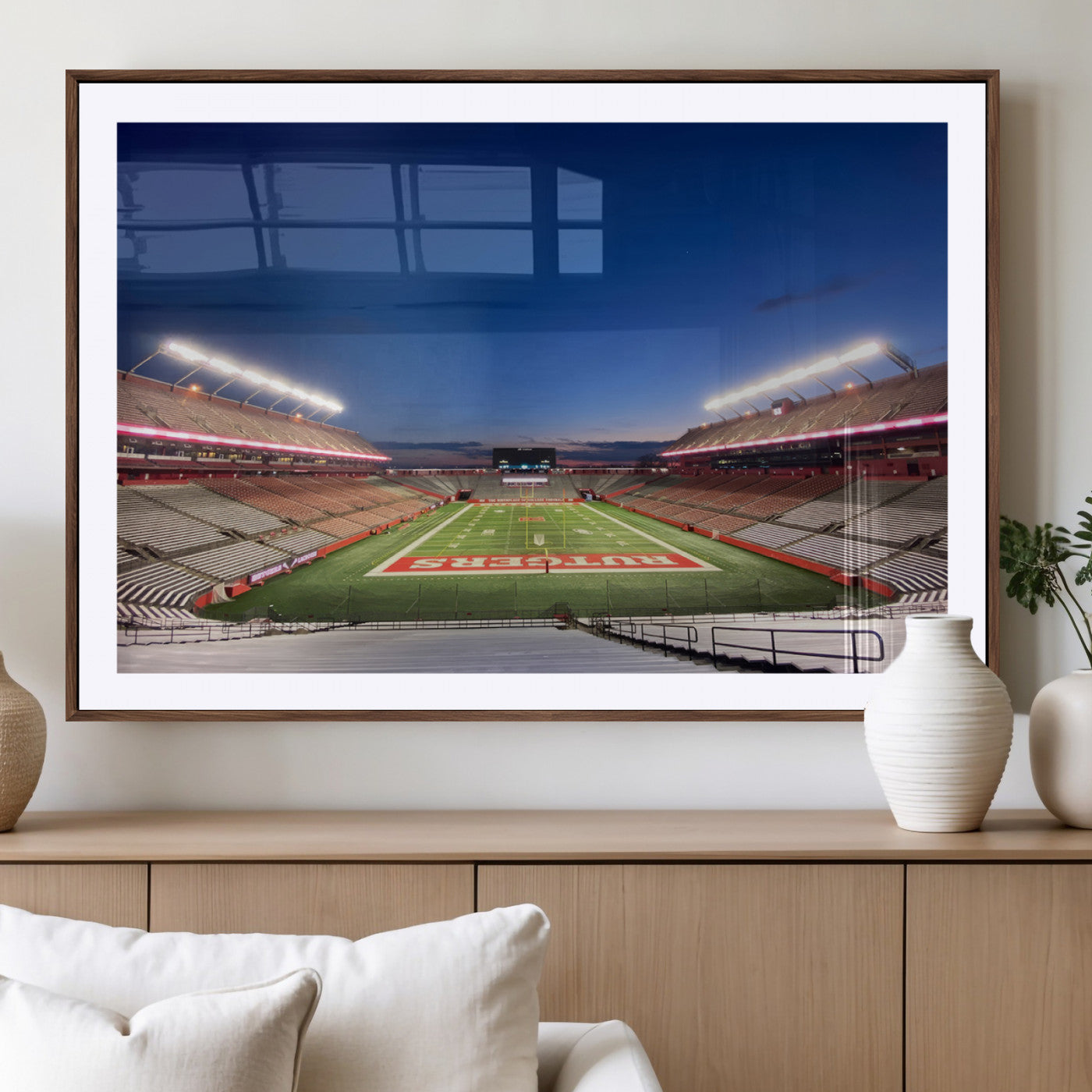 MGC-FP-36x24 - Rutgers Scarlet Knights Football Team Print - Piscataway SHI Stadium Wall Art Canvas Print