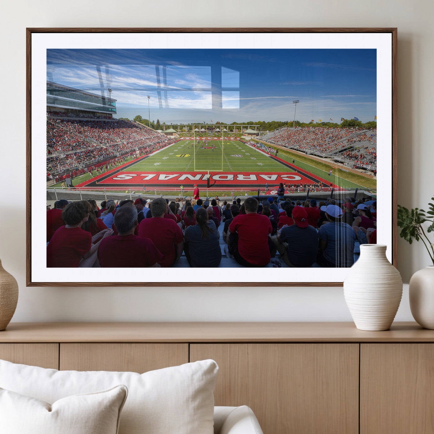 MGC-FP-36x24 - Ball State Cardinals Football Team Print - Muncie Scheumann Stadium Wall Art Canvas Print